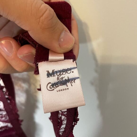 NEW Muse by Coco De Mer Bra 34B Maroon Lace Unlined Underwire Sheer Feminine - Picture 6 of 6